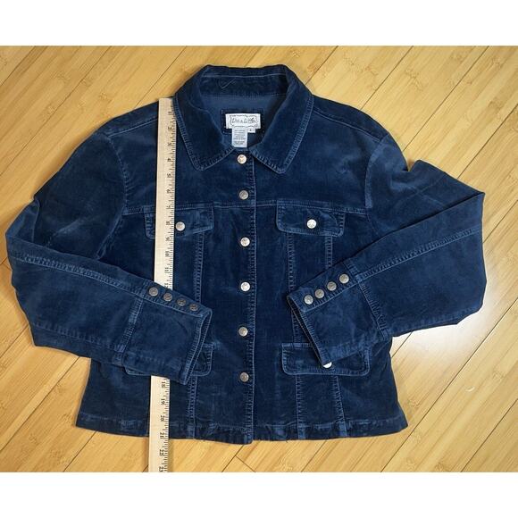 LAL Live a Little Blue Corduroy Snap Front Buttons Jacket Pockets size Lrg - Picture 3 of 10